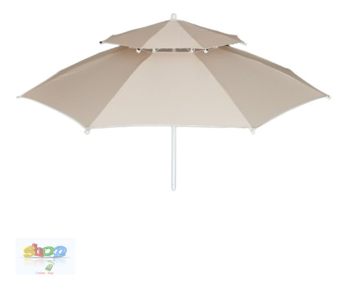 Parasol Sombrilla Lona Desfogue Beige 2.60 Mt Diam Fibra Gru