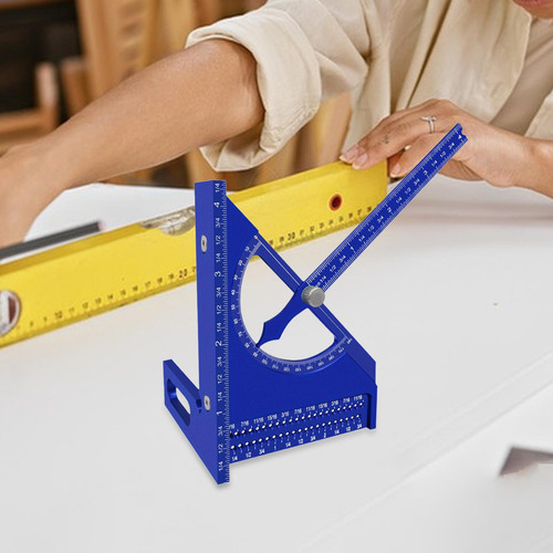 Regla Triangular Cuadrada, Multiángulo Ajustable, Azul