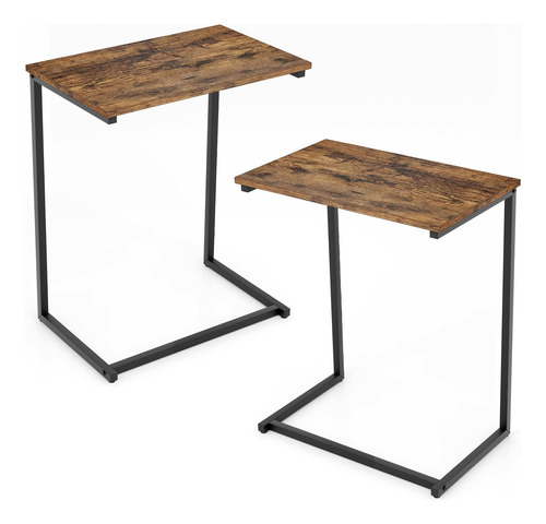 Tangkula Mesa Auxiliar En Forma De C Mesa De Sofá Vintage