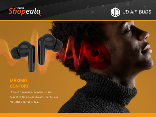 Imagen 4 de 8 de Auricular Inalambrico In Ear Bluetooth Jd Air Buds Negro Cta