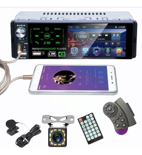 Radio Auto Bluetooth Universal Pantalla Touch Cámara Videos 