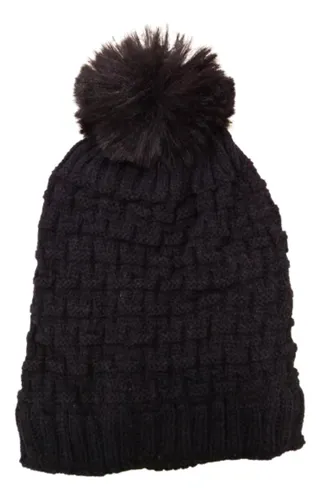 Gorro De Invierno Para Abrigar Con Forro Interno Con Pompón Beige 1