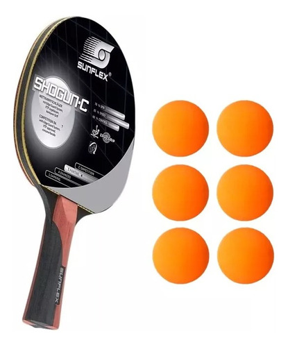 Paleta Ping Pong Shogun C Sunflex Ittf Ergo Grip + 3 Balls