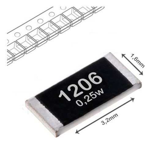 100 Pçs Resistor Smd 2k 1% 1206 Rt1 Crcw12062k0rt1