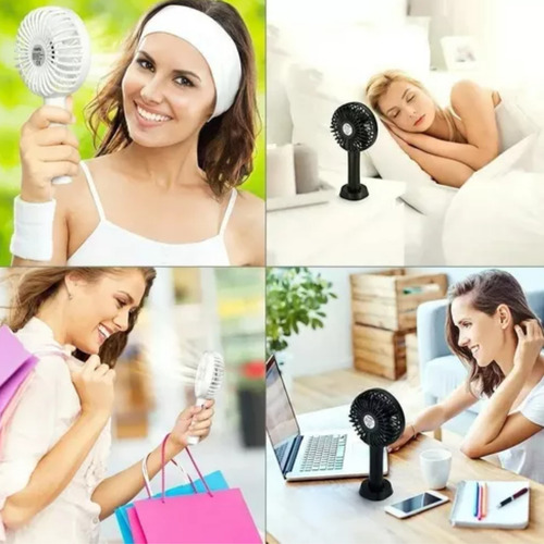 Mini Ventilador De Mano Portátil Recargable Por Usb Con Base Para Escritorio 3 Velocidades Color Azul Marca Dosyu