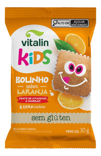 Bolinho De Laranja Zero Lactose Sem Glúten Vitalin Kids 30g