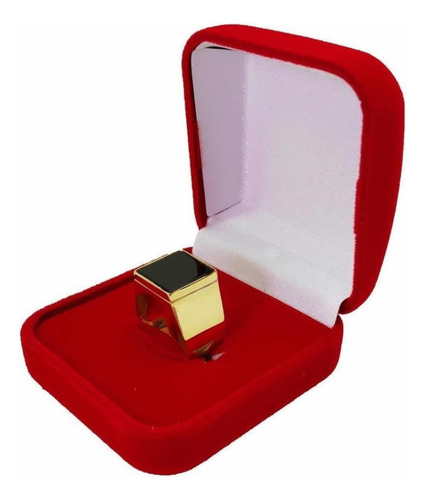 Anel Comendador Masculino Pedra Onix Em Ouro 18kl 750