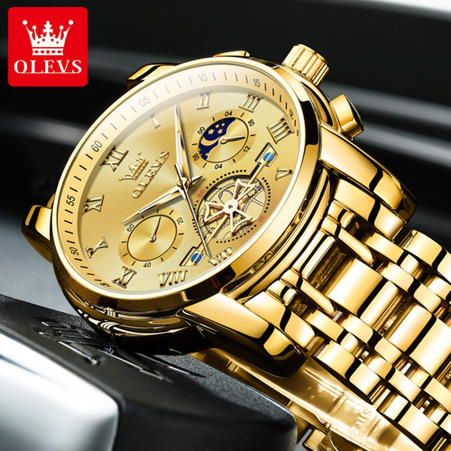 Olevs 2859 Reloj Cronógrafo De Cuarzo Luminoso Para Hombre