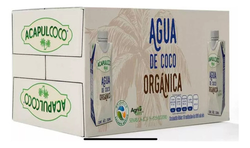 Agua De Coco Orgánica 18 Pzs. De 330 Ml.