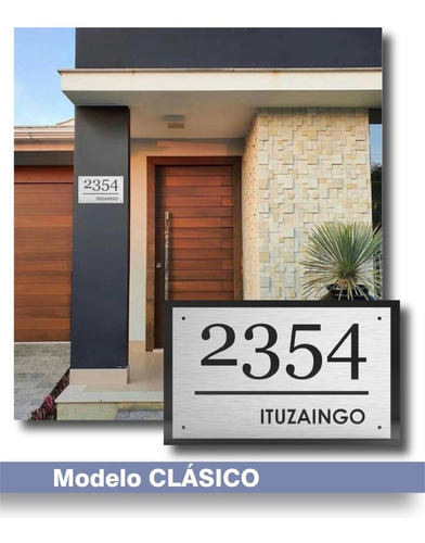 Imagen 1 de 10 de Placa Acero Inoxidable Número Frente De Casa Dirección