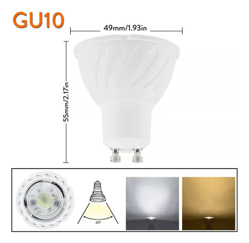 Foco Led Ampolleta Gu10 7w = 60 Watts Tipo Dicroica / 003322
