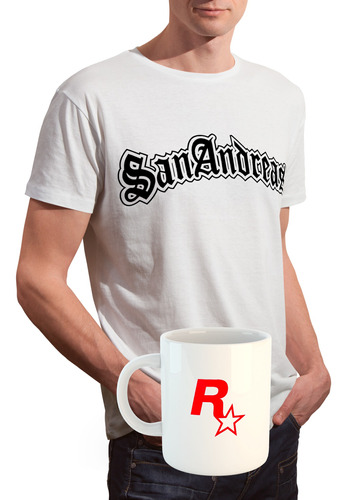 Polera Gta San Andreas + Tazón 100% Algodón