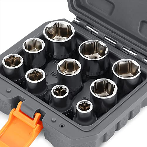 Dna Motoring Tools-00143 Juego De 10 Llaves De Vaso De Impac
