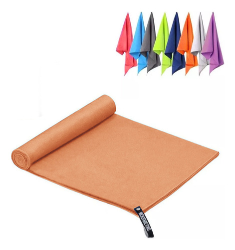 Toalla Microfibra Natacion Deportiva Secado Rápido Portátil Color Naranja Rayas