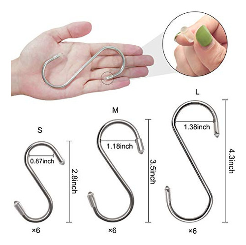 18 Ganchos En Forma De S, De Acero Inoxidable Resistente, G