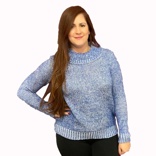 Blusa De Frio Tricot Gola Alta Boba Manga Longa  Blogueira