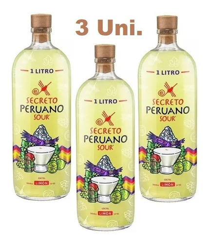 Pisco Secreto Peruano Sour 1 Lt. 3 Unidades