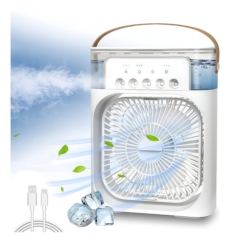 Ventiladores Portátiles Con Humidificador Para Escritorio 26 Cm 50 Blanco Blanco Plástico 3