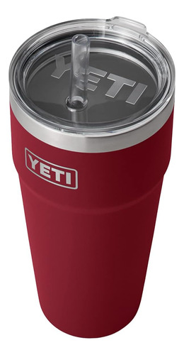 Vaso Yeti Rambler 750 Ml Aislada Con Popote, Rojo Cosecha