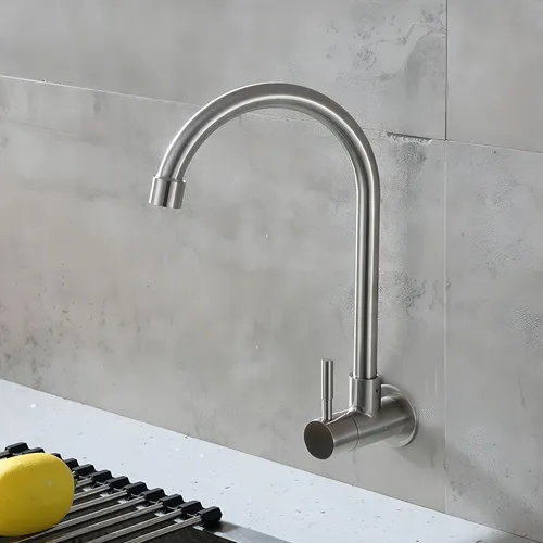 Canilla Grifo Unitario Pared Cocina Milano Inox. Agua Fría Color Gris