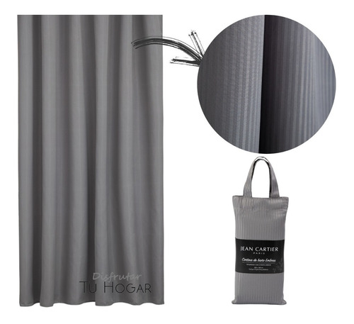 Imagen 1 de 9 de Cortina Baño Ducha Tela Stripe +ganchos + Protector + Pack
