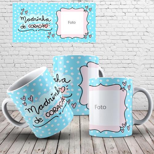 Caneca Madrinha De Coração Menino - Opção P/foto + Caixinha