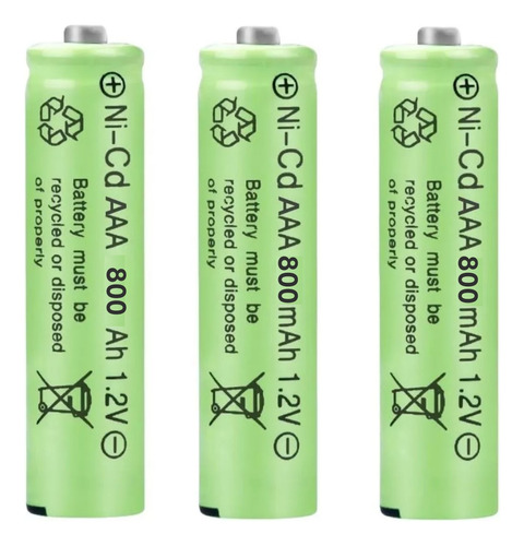 Pack 3 Batería Aaa Recargables Ni-mh 800 Mah 1.2v