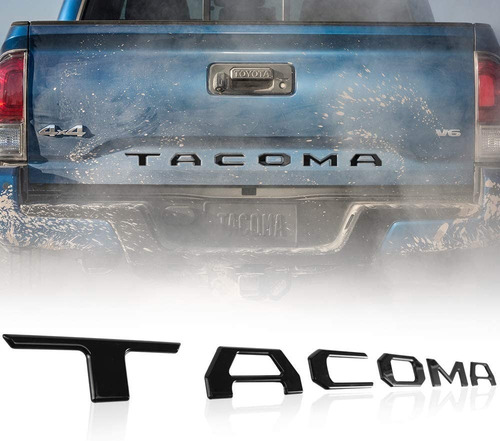 Imagen 2 de 8 de Emblema Letras Toyota Tacoma Batea Negro 2016-2021 Traseras
