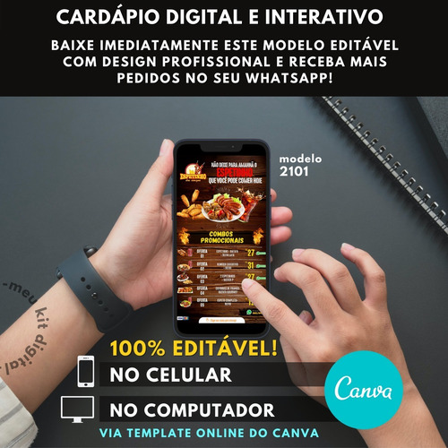 Cardápio Espetinho - Digital E Folha A4 P/ Impressão + Bônus