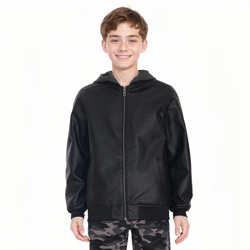 Chaqueta Niño Bomber Pu Negro Fashion's Park