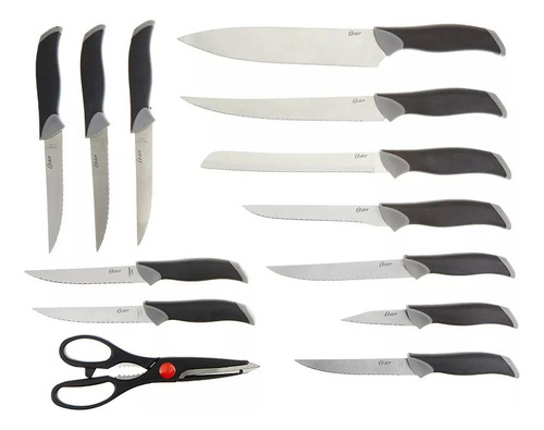 Set Cuchillos Oster 14 Pcs Con Taco De Madera Café Lindbergh