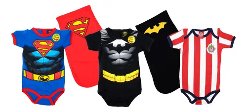 comprar Pañalero Bebe Ropa Superman Batman Capa Chivas Set 3 Pzas