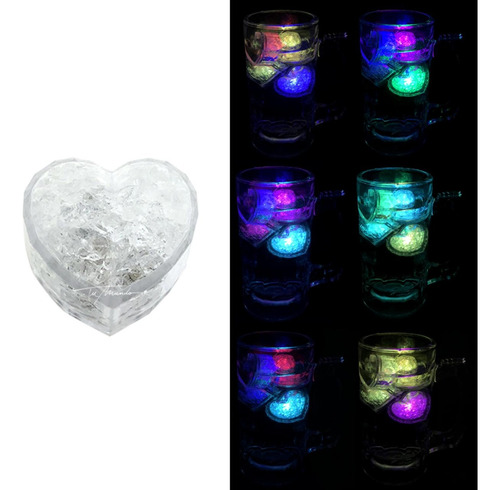 Cubo De Hielo Corazon Led  3,5 Cm Fiestas Cotillón Luminoso