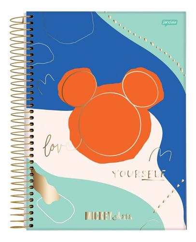Caderno Espiral Mickey Arts Azul Verde 1 Matéria 80 Folhas