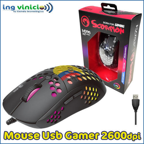 Imagen 1 de 6 de Mouse Optico Gamer Marvo 6400dpi 6 Botones 3d Led De Colores