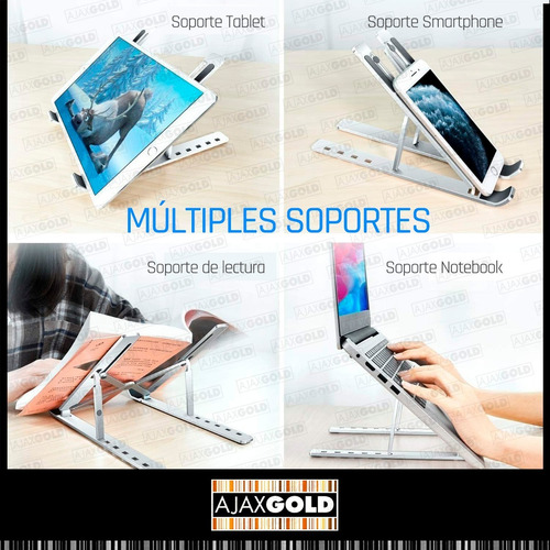 Imagen 5 de 6 de Soporte Notebook Aluminio Regulable Tablet Celular Portatil