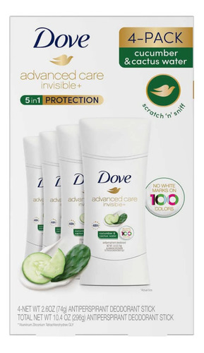 Dove Advanced Care Cucumber & Cactus Water 4 Pack 74g C/u Fragancia Cucumber & Castus Water