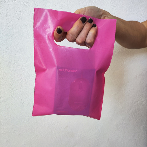 Kit 100 Sacolas Plásticas 16x20 Alça Boca De Palhaço Vazada