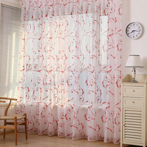 Cortinas De Gasa Transparente Con Estampado Floral Para Puer