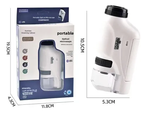 Microscopio Óptico Portátil Para Niños, Embalaje Blanco