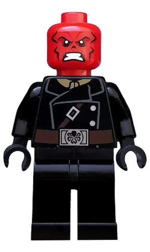 Lego Minifigura Marvel Cráneo Rojo - Cinturón Marrón Oscuro