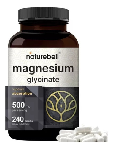 Magnesio Glicinato 500mg 240 Capsulas Alta Absorción Estrés