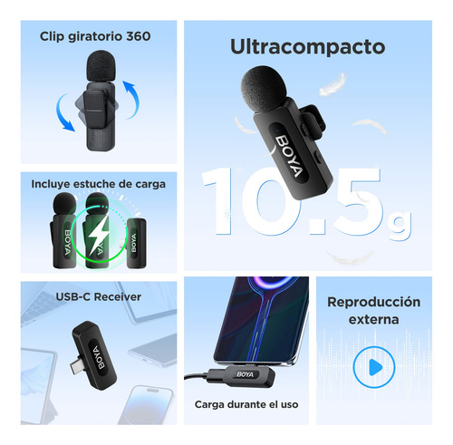 Boya V20 2.0 2 Micrófono De Solapa Inalámbricos Para Android