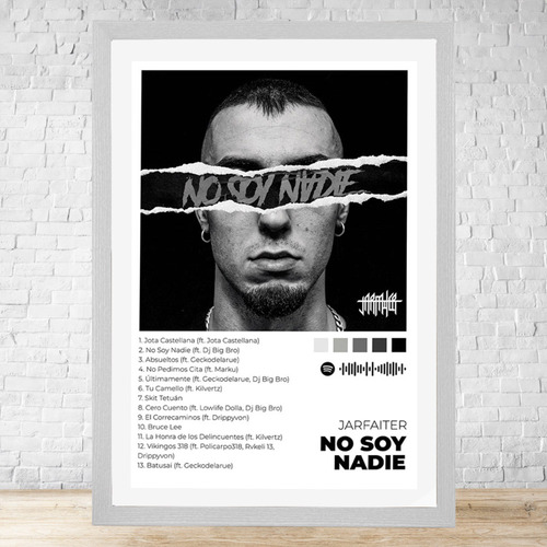 Cuadro No Soy Nadie 30x40 Con Vidrio Y Marco Madera C993 Blanco Moderno