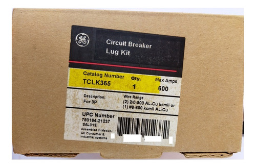 Kit Terminales Tcal 365 P/ A Cables Cu/al Hasta 600a Ge