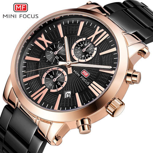 Mini Focus Reloj Cronógrafo Luminoso Para Hombre Color Del Fondo Rose Black