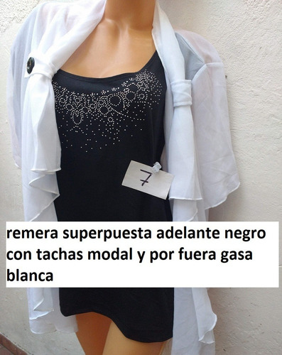 Remeras Modal Adelante Todo Gasa Blanca Superpuesta Talle 7