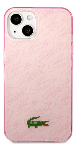 Case Funda Lacoste Doble Estampado iPhone 14 Rosa Original