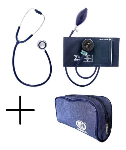 Conjunto Esfigmomanômetro + Estetoscópio Azul Bic Profissional