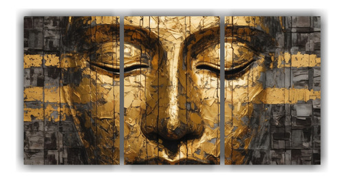 120x60cm Tres Canvas Impreso Estética Buddha Face Oil Abstr